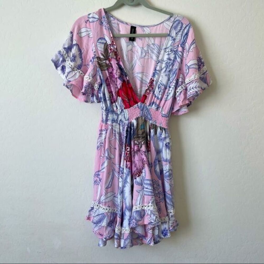 REVOLVE MINKPINK Purple Pink Boho Floral Dress